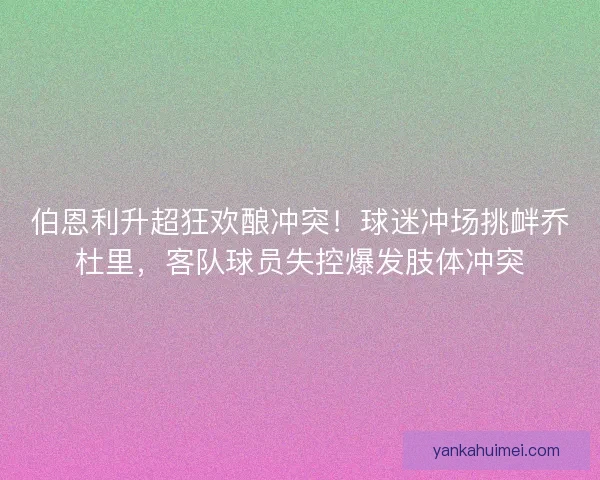 伯恩利升超狂欢酿冲突！球迷冲场挑衅乔杜里，客队球员失控爆发肢体冲突