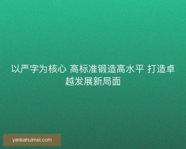 以严字为核心 高标准锻造高水平 打造卓越发展新局面